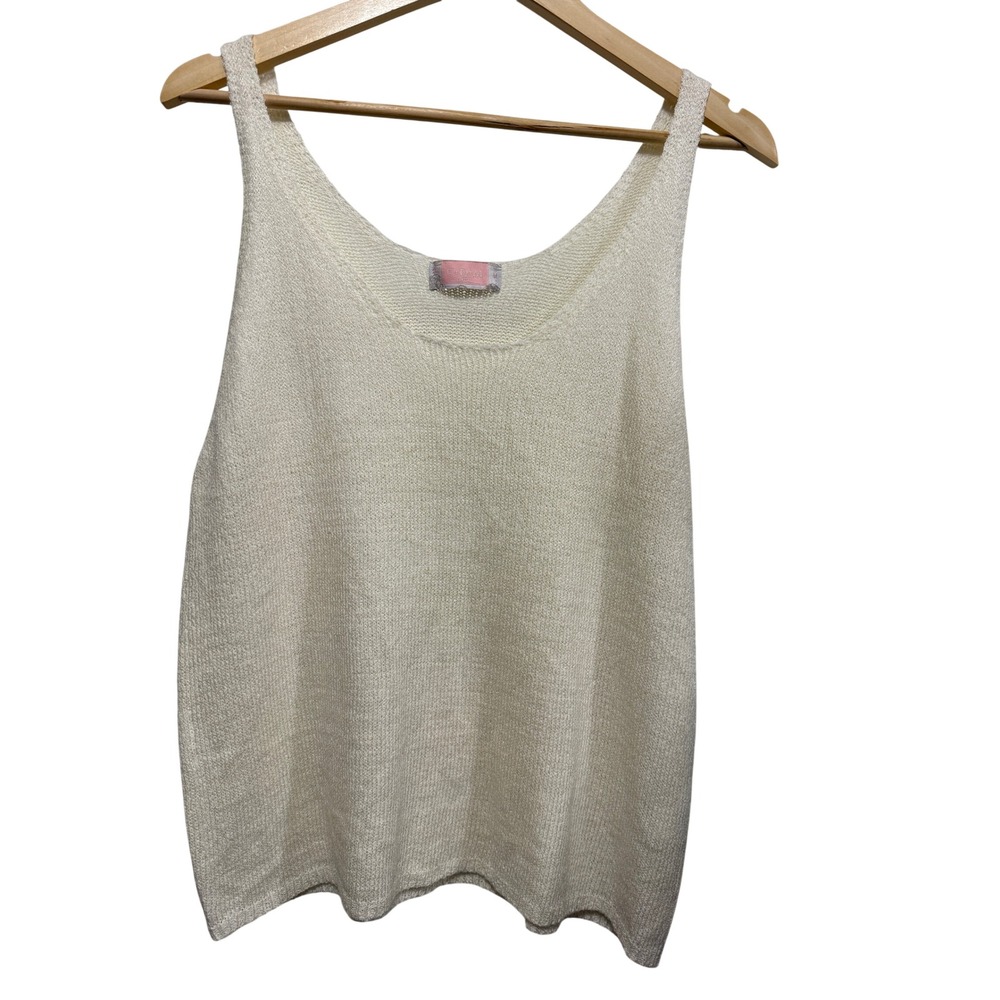 C+D+M Collection Cream Knit Tank Top Scoop Neck Sleeveless Medium